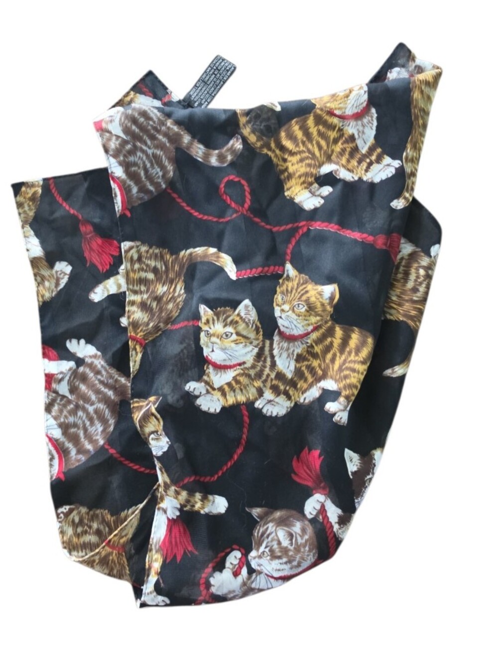Vintage Black Kitty Cat Scarf 56X13